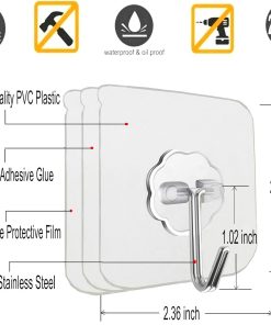 Alternative view of Jwxstore 24 Pack Adhesive Wall Hooks 33LB Heavy Duty No Drill Transparent Waterproof Hooks for Bathroom Kitchen Towel Coat Office Home Outdoor