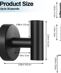 Alternative view of Kruodop Towel Hooks for Bathroom.2 Packs Wall Mount Towel Holder.Black Matte Wall Robe Hook.Stainless Steel Heavy Duty Door Hanger Towel Hook for Kitchen. Bedroom.Hotel.Pool.Coats(Drilling)